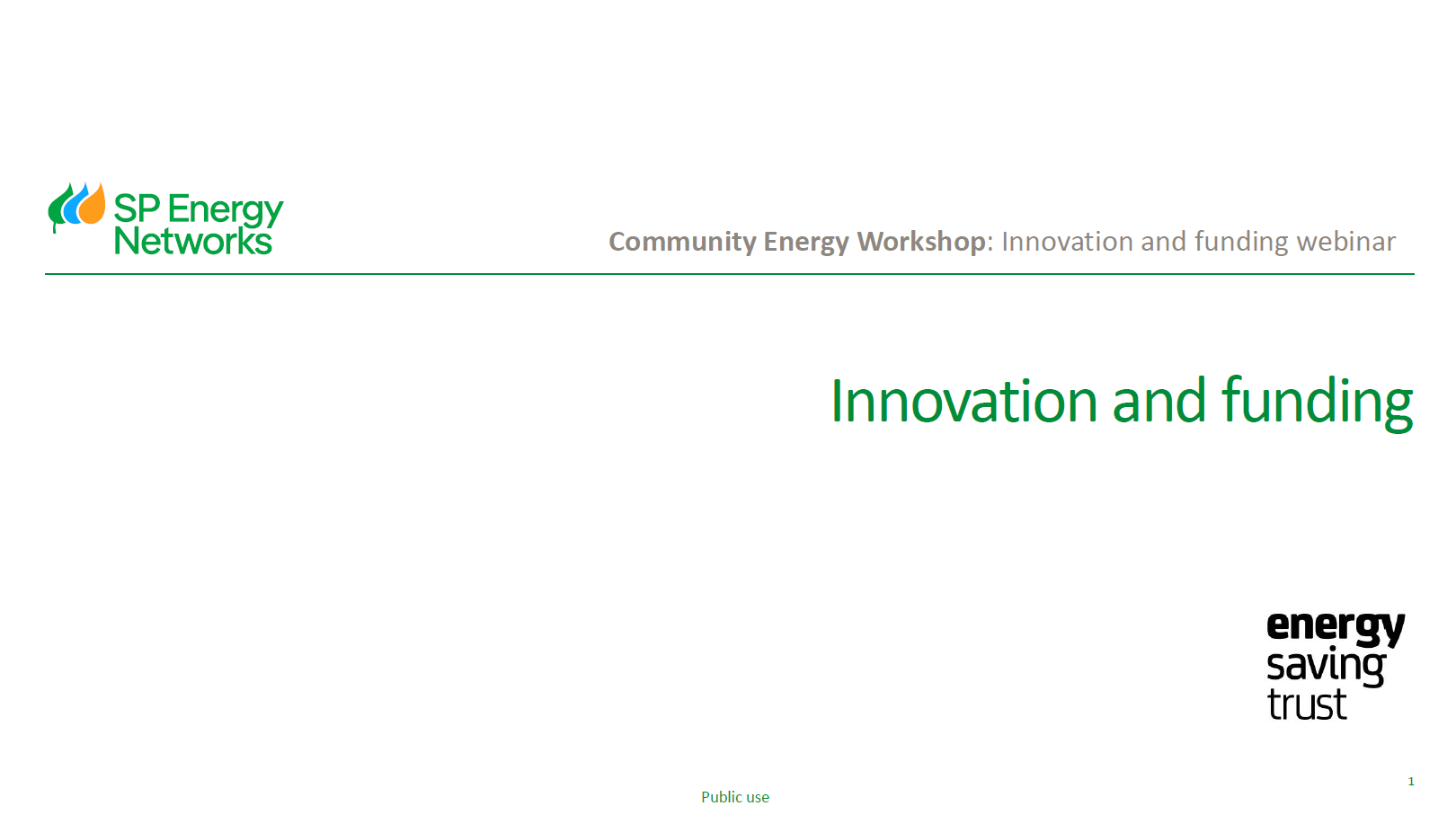 SP Energy Networks. Community Energy Workshop: Technology Webinar. SP Energy Networks: Community Energy Support. Energy Saving Trust.