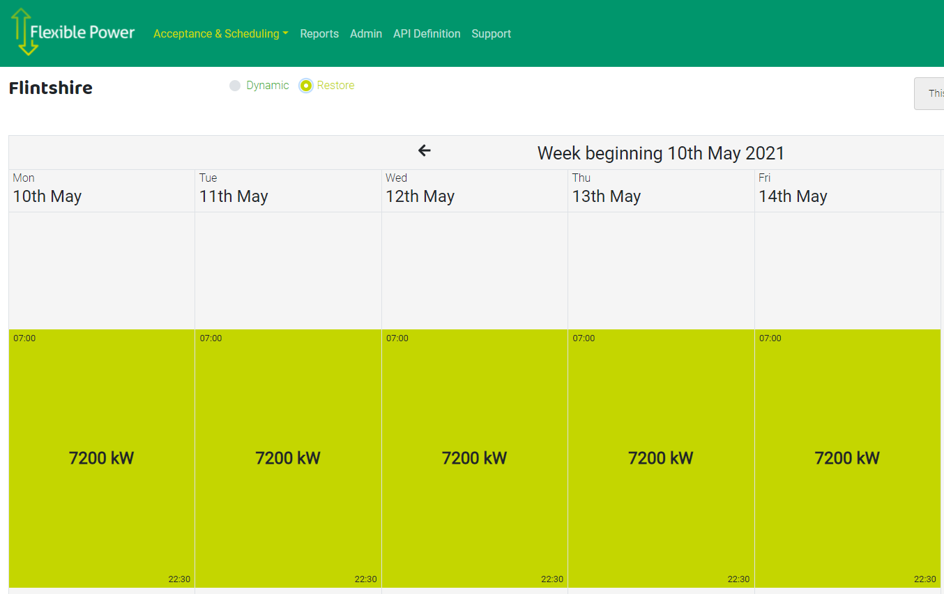 Flexible Power portal screen shot