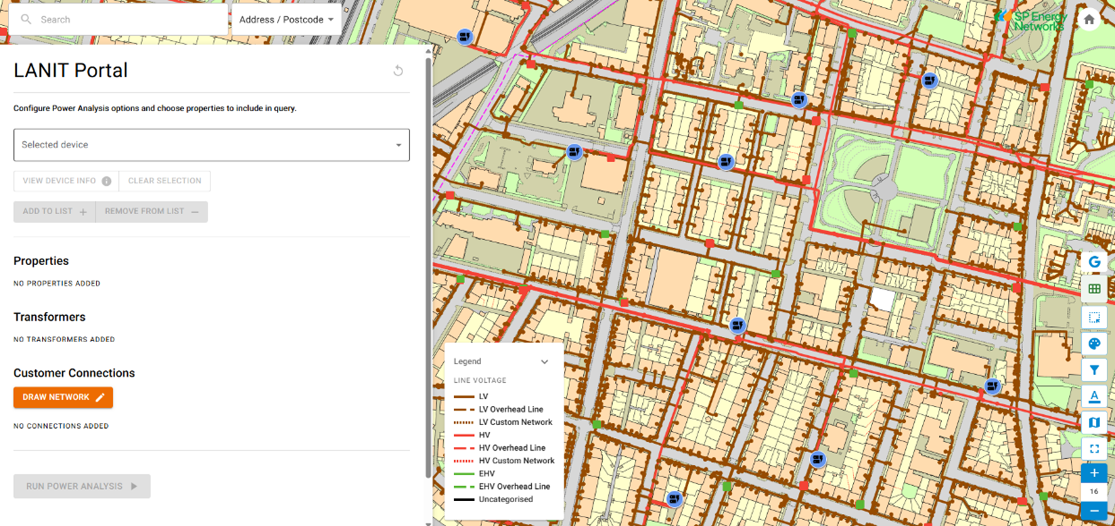 Map view of the Lanit Portal tool